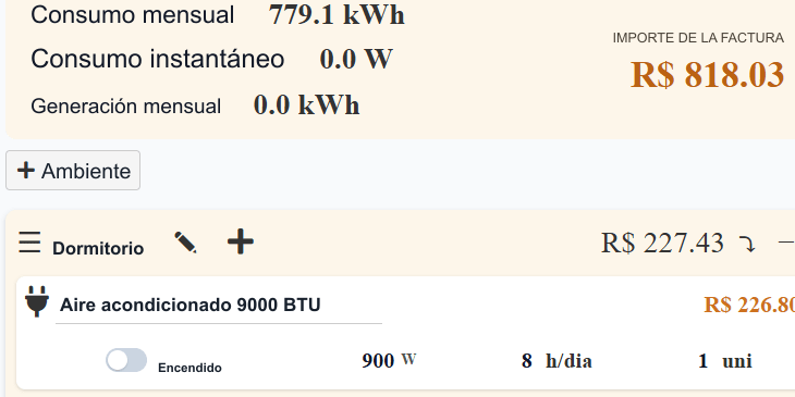 Consumo de energía eléctrica