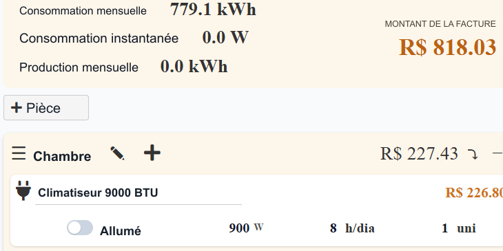 Consommation d'énergie électrique